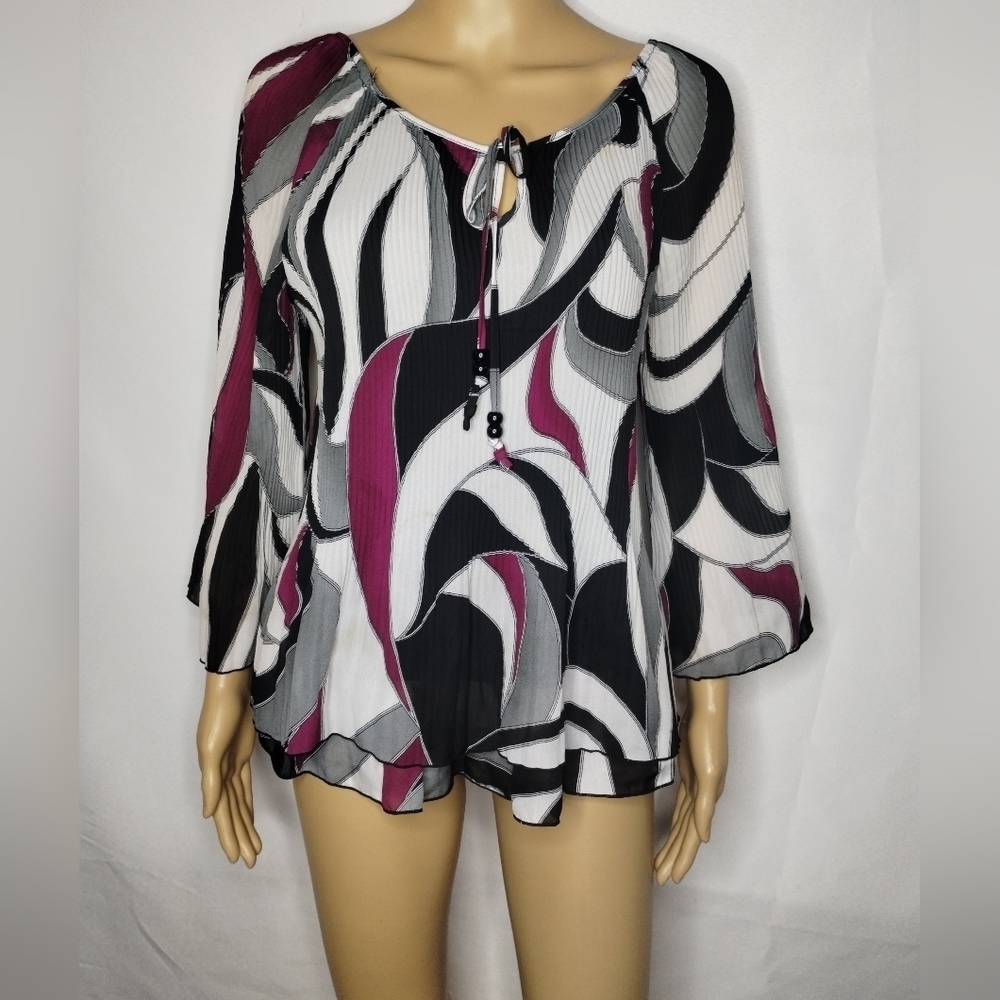 Signature by Larry Levine long sleeve women's size large blouse shirt top